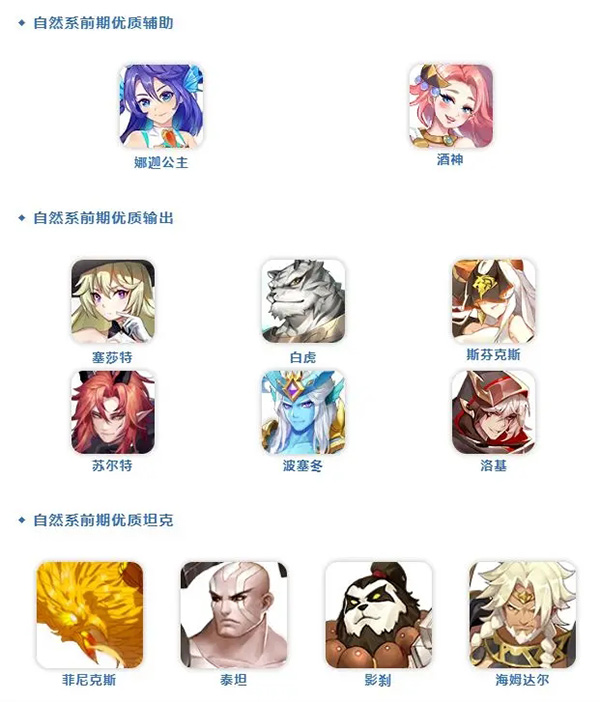前期英雄推荐界面截图