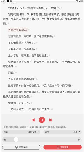 语速与定时时长设置界面截图