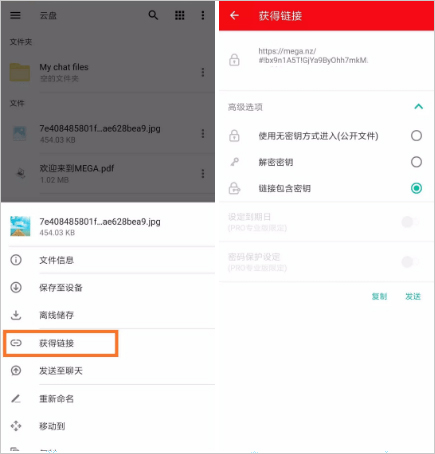 获取文件链接界面