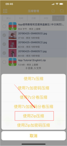 压缩方式选择截图