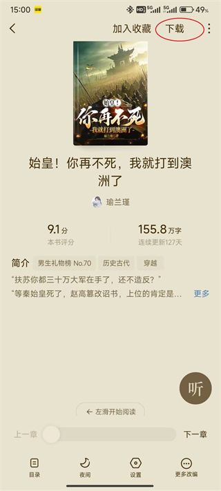 小说缓存截图