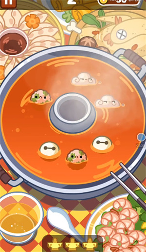 锅内食材与得分星级画面截图